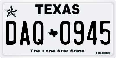 TX license plate DAQ0945