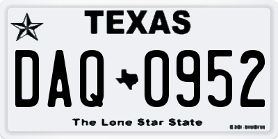 TX license plate DAQ0952