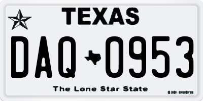 TX license plate DAQ0953