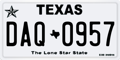 TX license plate DAQ0957