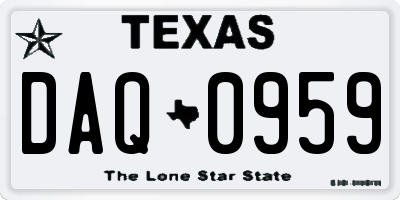 TX license plate DAQ0959