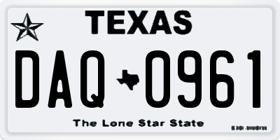 TX license plate DAQ0961