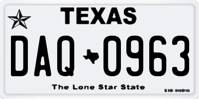 TX license plate DAQ0963