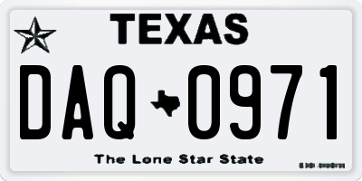 TX license plate DAQ0971