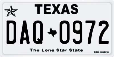 TX license plate DAQ0972