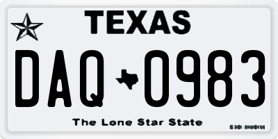 TX license plate DAQ0983