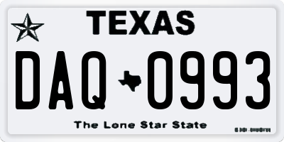 TX license plate DAQ0993