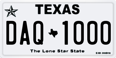 TX license plate DAQ1000