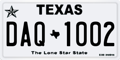 TX license plate DAQ1002