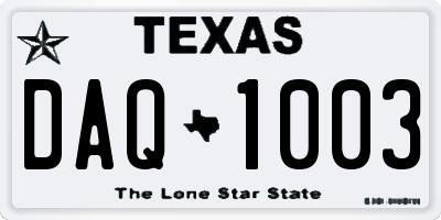 TX license plate DAQ1003