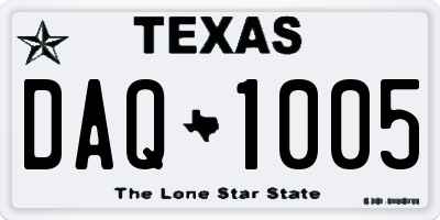 TX license plate DAQ1005