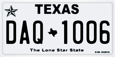 TX license plate DAQ1006