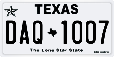 TX license plate DAQ1007