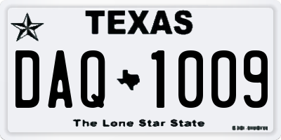 TX license plate DAQ1009
