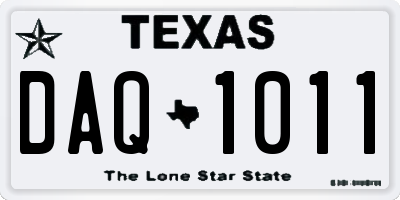TX license plate DAQ1011