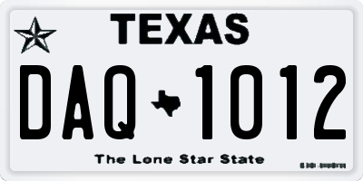 TX license plate DAQ1012