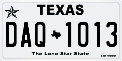 TX license plate DAQ1013