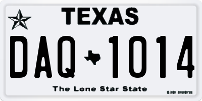 TX license plate DAQ1014