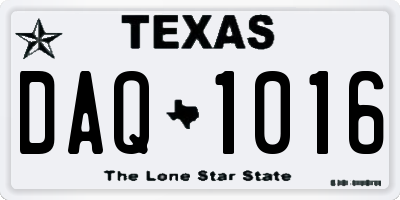 TX license plate DAQ1016