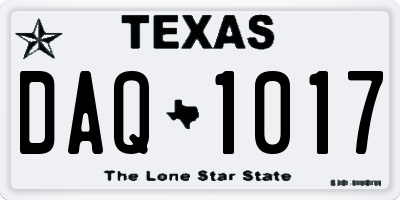 TX license plate DAQ1017