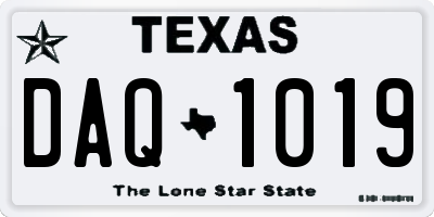 TX license plate DAQ1019