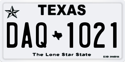 TX license plate DAQ1021