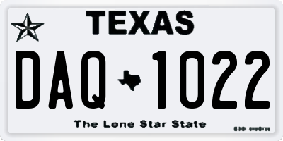 TX license plate DAQ1022