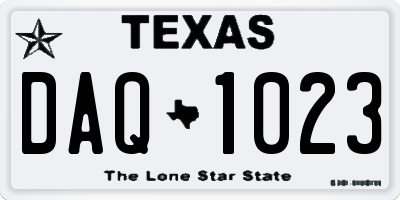 TX license plate DAQ1023