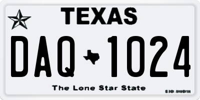 TX license plate DAQ1024