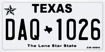 TX license plate DAQ1026
