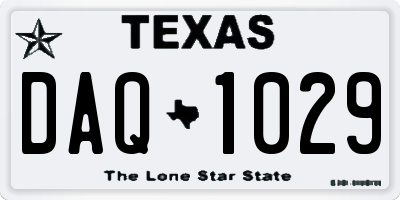 TX license plate DAQ1029
