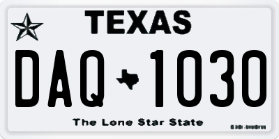 TX license plate DAQ1030