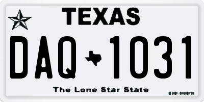 TX license plate DAQ1031