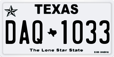 TX license plate DAQ1033