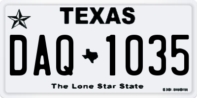 TX license plate DAQ1035