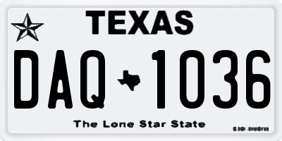 TX license plate DAQ1036