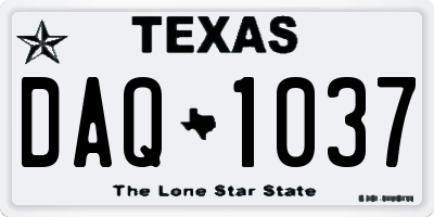TX license plate DAQ1037