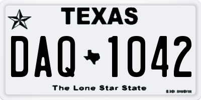 TX license plate DAQ1042