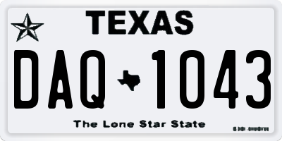 TX license plate DAQ1043
