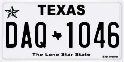 TX license plate DAQ1046