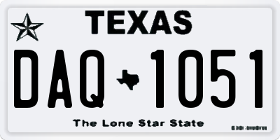TX license plate DAQ1051