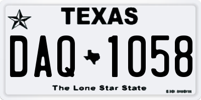 TX license plate DAQ1058