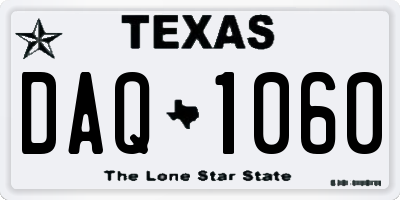 TX license plate DAQ1060