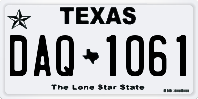 TX license plate DAQ1061