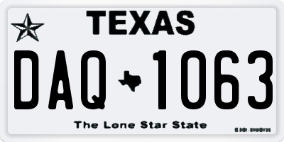 TX license plate DAQ1063