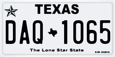 TX license plate DAQ1065