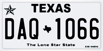 TX license plate DAQ1066