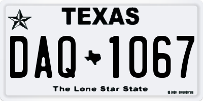 TX license plate DAQ1067