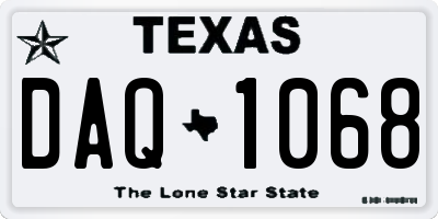 TX license plate DAQ1068