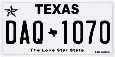 TX license plate DAQ1070